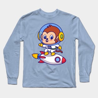 Surfing Monkey Astronaut Long Sleeve T-Shirt